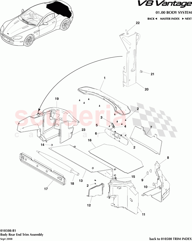 Body Rear End Trim Assembly of Aston Martin Aston Martin V8 Vantage