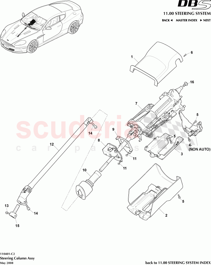 Steering Column Assembly of Aston Martin Aston Martin DBS V12