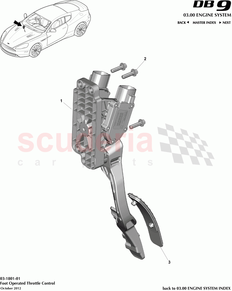 Foot Operated Throttle Control of Aston Martin Aston Martin DB9 (2013-2016)