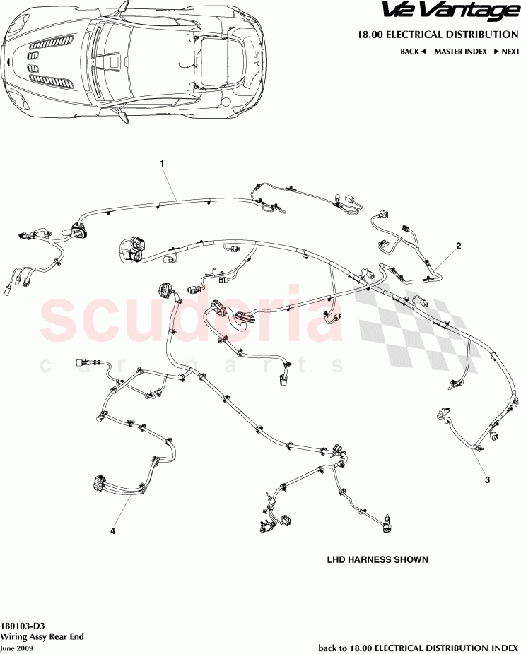 Wiring Assembly Rear End of Aston Martin Aston Martin V12 Vantage