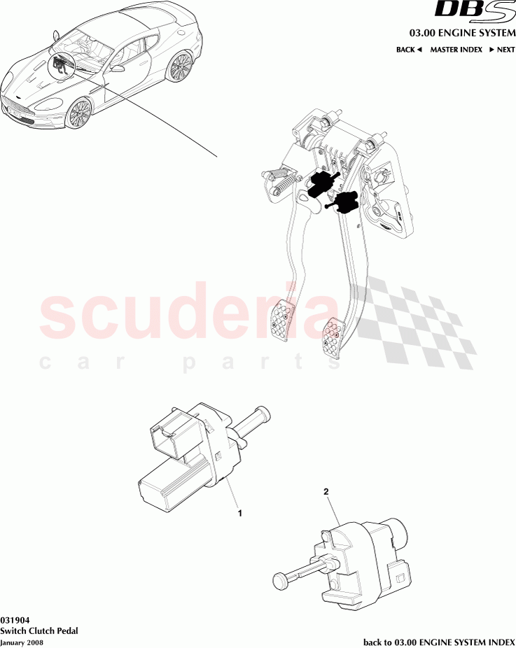 Switch Clutch Pedal of Aston Martin Aston Martin DBS V12