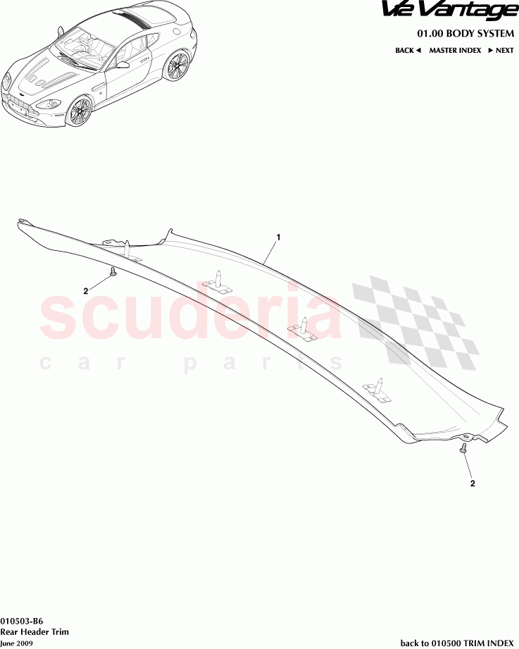 Rear Header Trim of Aston Martin Aston Martin V12 Vantage