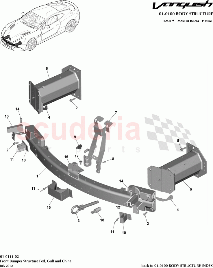 Front Bumper Structure Fed, Gulf and China of Aston Martin Aston Martin Vanquish (2012+)