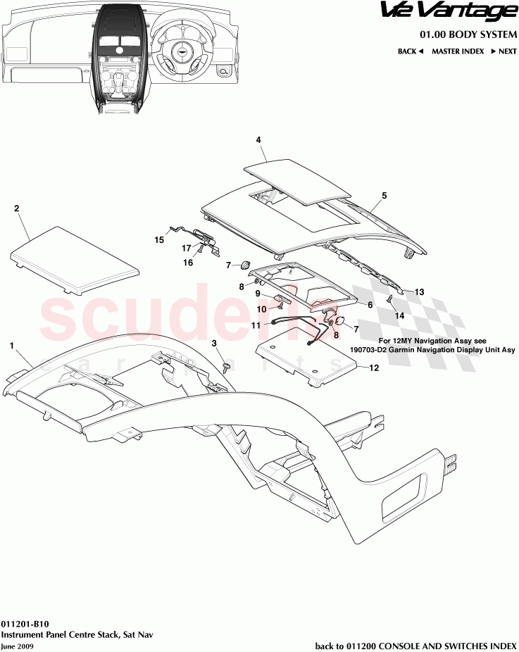 Instrument Panel Centre Stack, Sat Nav of Aston Martin Aston Martin V12 Vantage