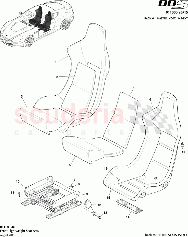 Front Lightweight Seat Assembly of Aston Martin Aston Martin DBS V12