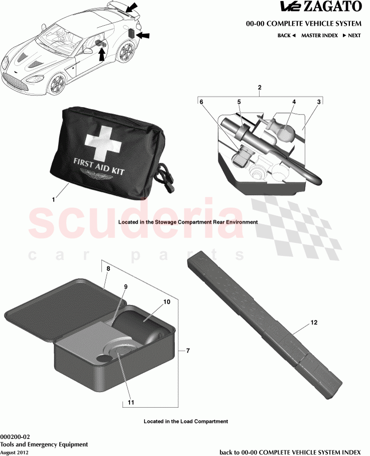 Tools and Emergency Equipment of Aston Martin Aston Martin V12 Zagato
