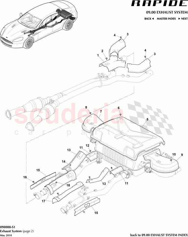 Exhaust System (page 2) of Aston Martin Aston Martin Rapide