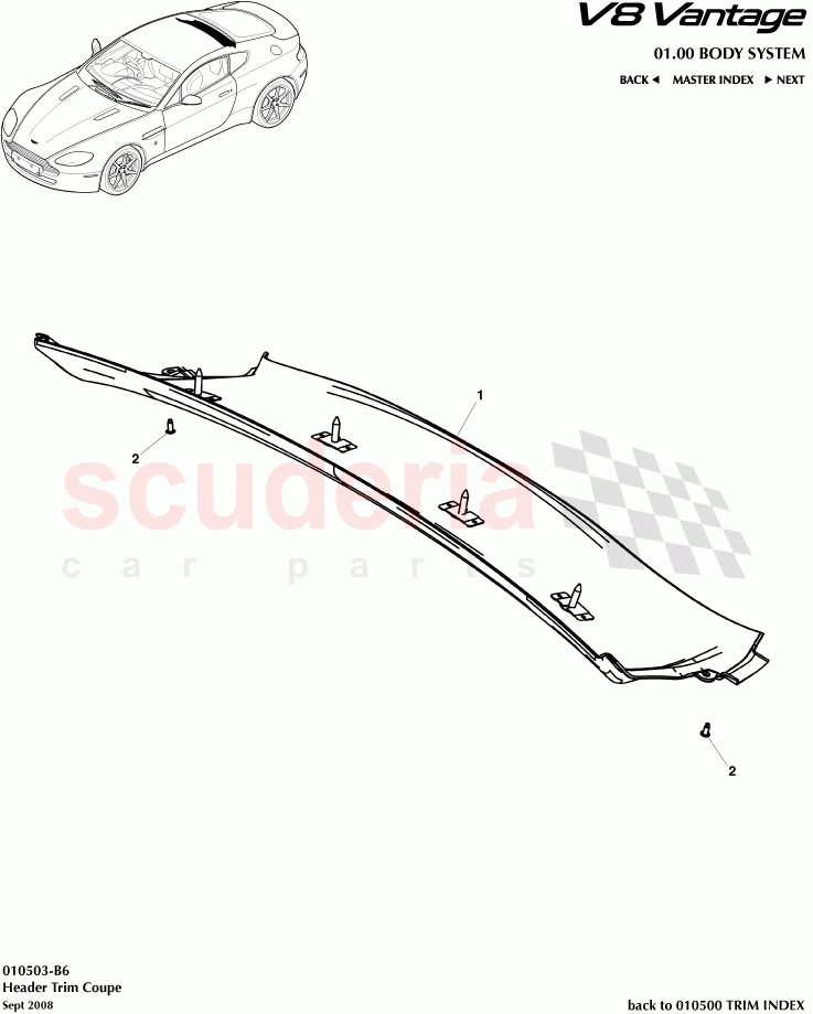 Header Trim Coupe of Aston Martin Aston Martin V8 Vantage