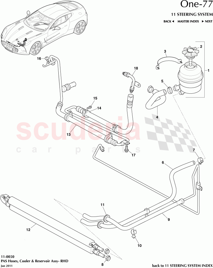 PAS Hoses, Cooler & Reservoir- RHD of Aston Martin Aston Martin One-77