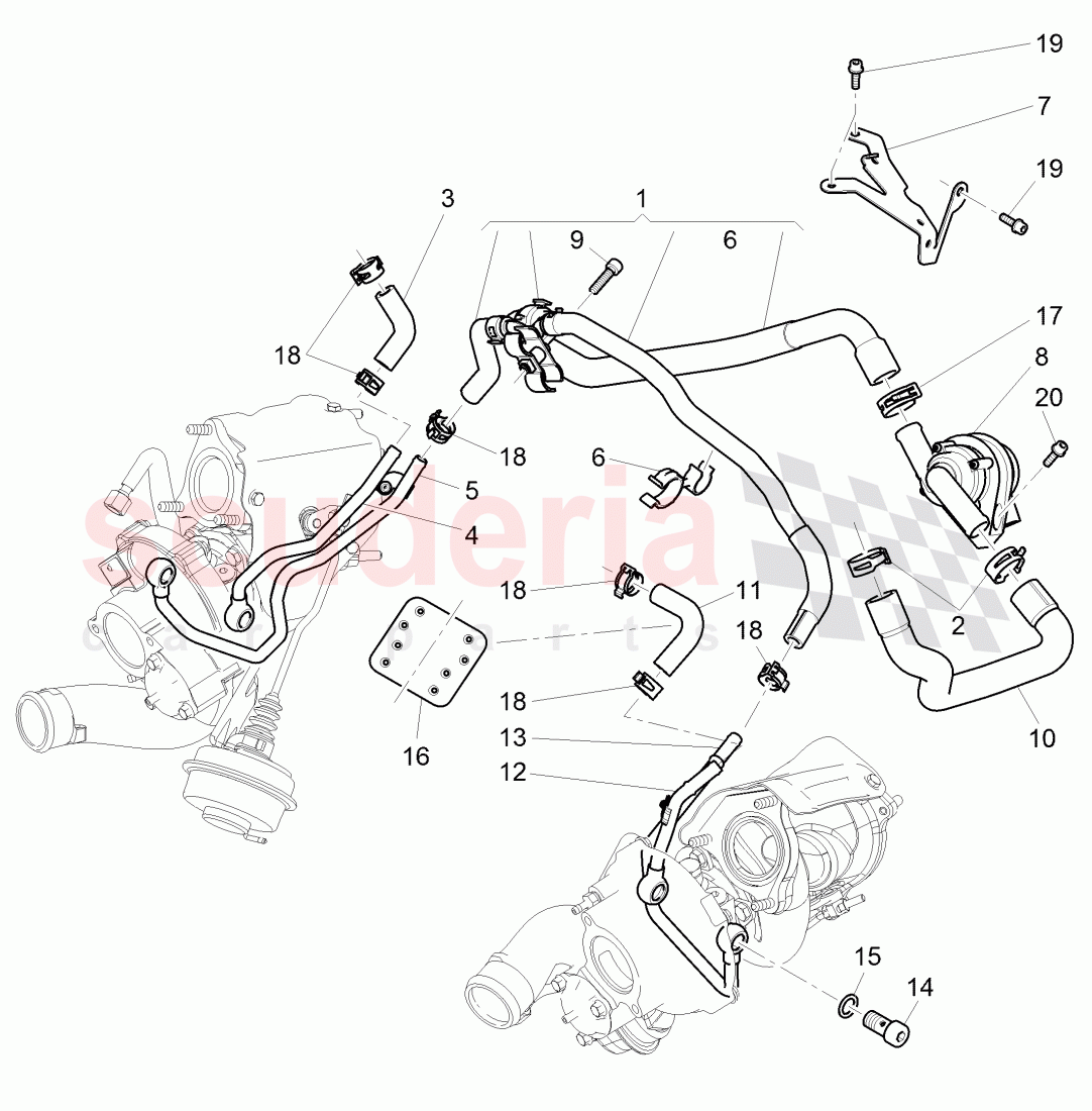 water cooling for turbocharger, D - MJ 2006>> of Bentley Bentley Continental Flying Spur (2006-2012)