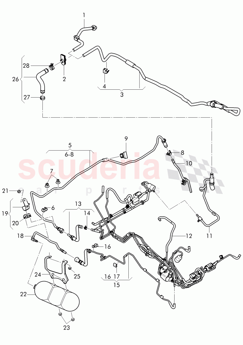 vacuum hoses for brake servo, vacuum hoses with connecting parts of Bentley Bentley Continental Flying Spur (2013+)