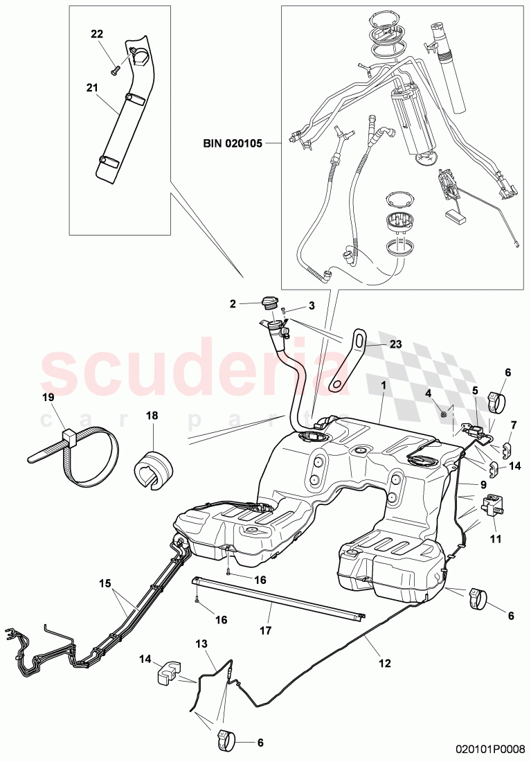 fuel tank with pump fuel gauge, and connecting parts, fuel line with breather and vacuum, pipe, F 3W-8-053 906>>, F ZA-A-062 461>> of Bentley Bentley Continental GT (2003-2010)