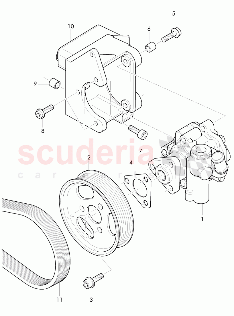 vane type pump with ribbed, belt pulley, bracket for vane pump of Bentley Bentley Continental Supersports Convertible (2017+)