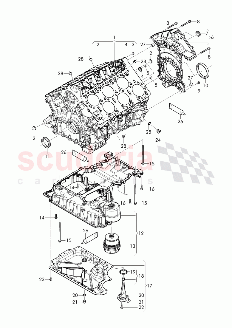 crankcase, sealing flange, Engine oil sump upper part, Engine oil sump lower part, with oil level sensor of Bentley Bentley Bentayga (2015+)