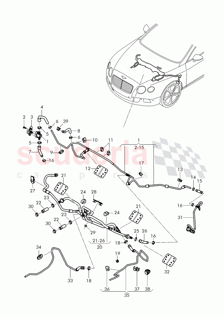 vacuum hoses for brake servo, vacuum hoses with connecting parts of Bentley Bentley Continental Supersports (2017+)