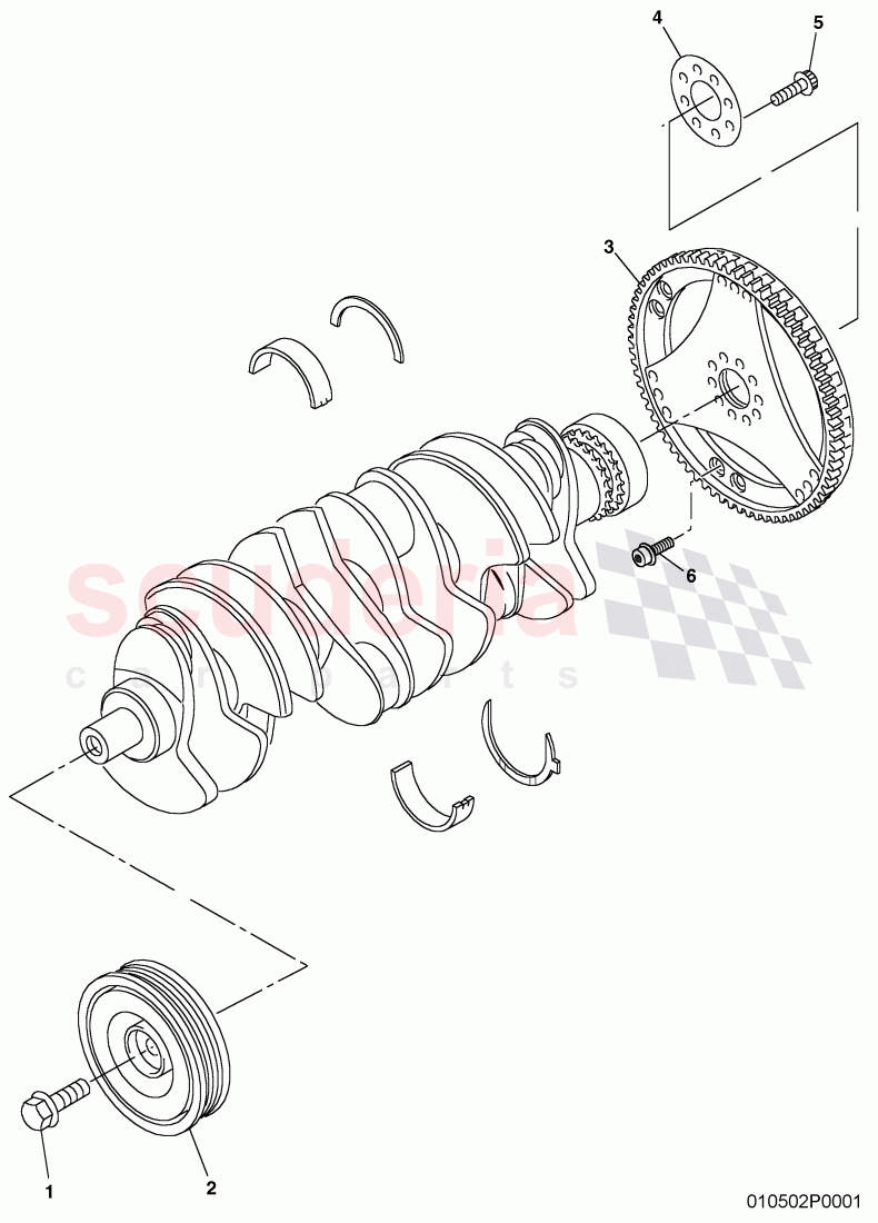 flywheel, v-belt pulley with vibration, damper of Bentley Bentley Continental Flying Spur (2006-2012)