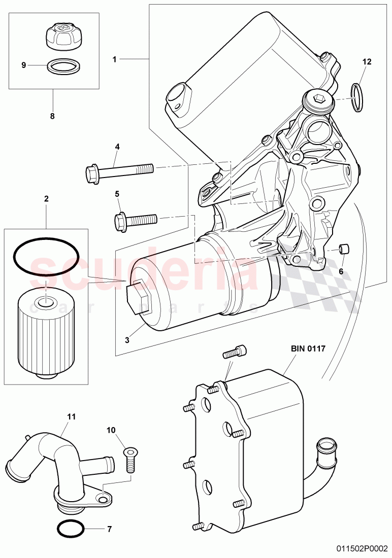 oil filter with flange and oil cooler, cap of Bentley Bentley Continental Flying Spur (2006-2012)