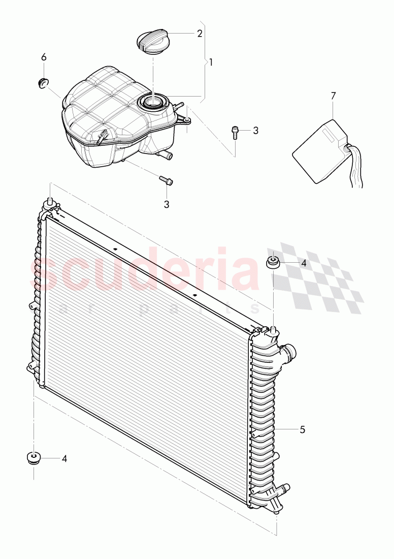 Coolant radiator, reservoir with attachment, parts of Bentley Bentley Continental Supersports (2017+)