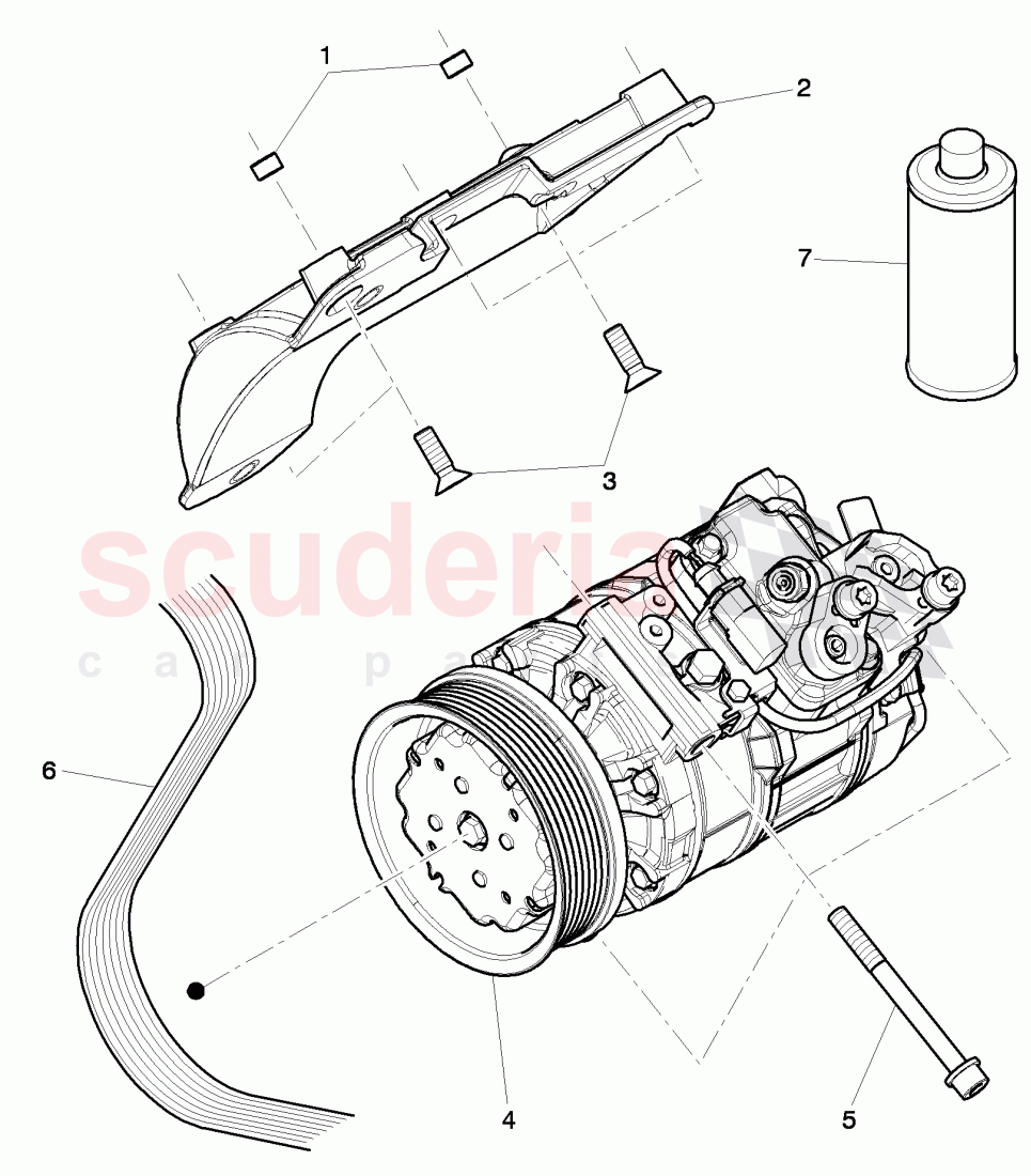 air conditioner compressor, compressor brackets, D >> - MJ 2016 of Bentley Bentley Continental GTC (2011+)