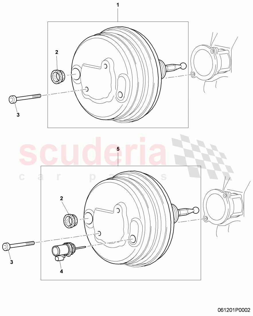 brake booster, F 3W-9-059 519>>, F ZA-A-062 022>> of Bentley Bentley Continental GTC (2006-2010)