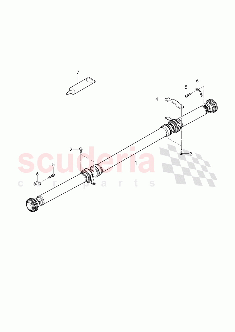 propeller shaft 3-piece with intermediate bearing, D - MJ 2017>>, F >> 3Y-H-002 800, F >> ZH-H-002 800 of Bentley Bentley Mulsanne (2010+)