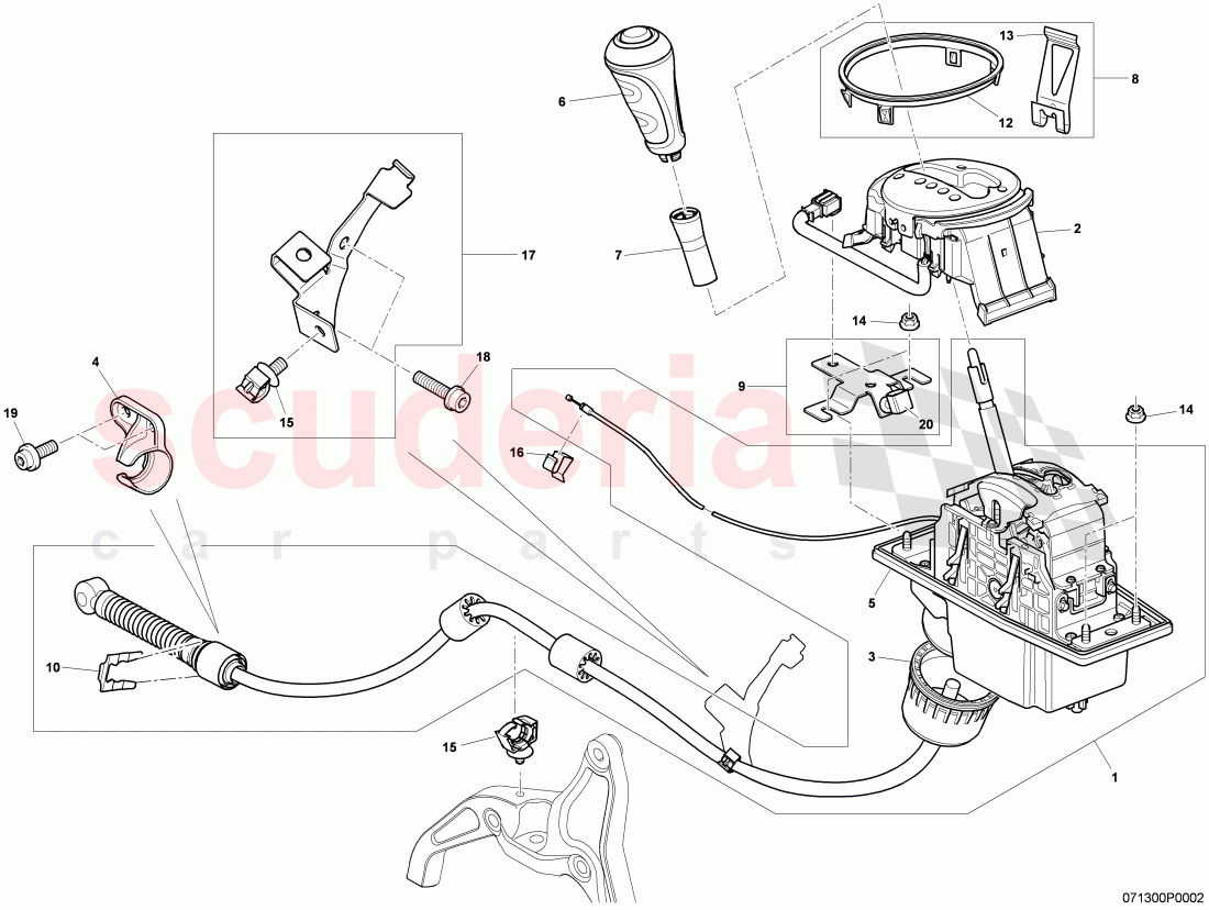 selector mechanism with cable, for 6 speed automatic transm. of Bentley Bentley Continental Flying Spur (2006-2012)