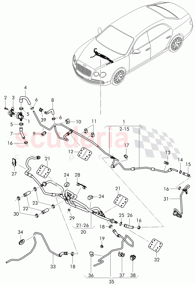 vacuum hoses for brake servo, vacuum hoses with connecting parts of Bentley Bentley Continental Flying Spur (2013+)