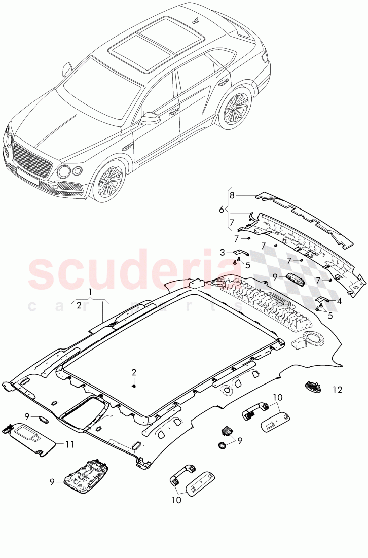 roof trim panel of Bentley Bentley Bentayga (2015+)