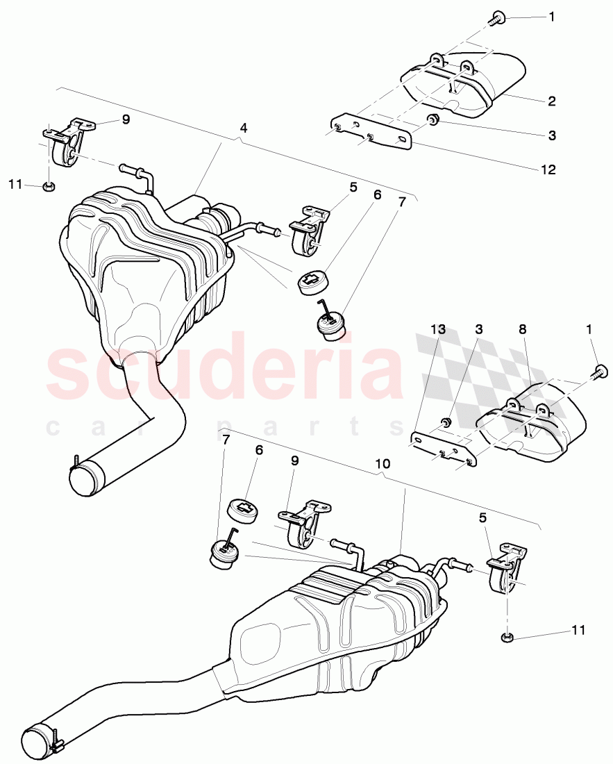 Exhaust muffler with exhaust flap, Exhaust pipe tips, D >> - MJ 2015 of Bentley Bentley Continental GT (2011-2018)