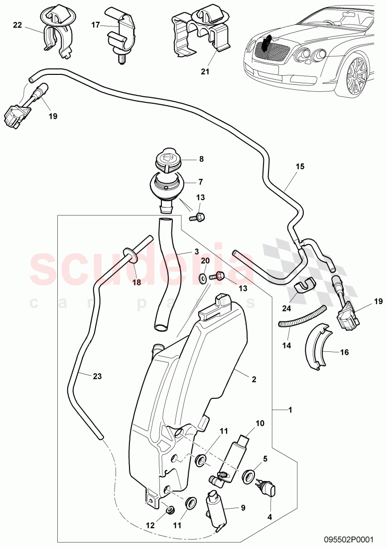 windshield washer unit of Bentley Bentley Continental GT (2003-2010)