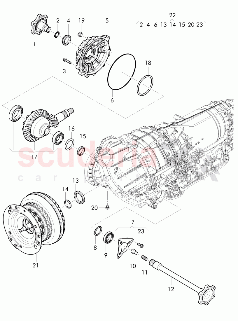 small parts kit, for front axle differential, for 8-speed automatic gearbox of Bentley Bentley Continental Supersports (2017+)