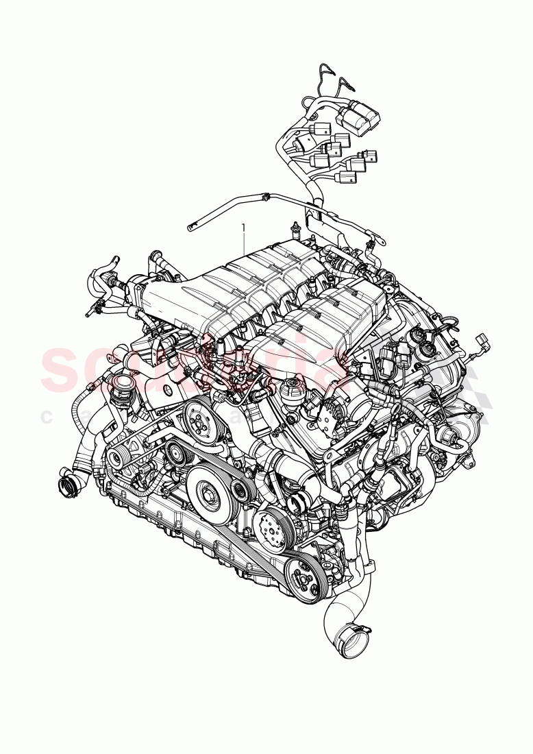 engine, complete, miscellaneousmaterial, Parts set for engine and gear lowering, mounting parts for engine and transmission of Bentley Bentley Continental Supersports Convertible (2017+)