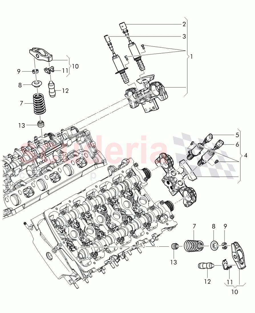 solenoid valve, camshaft adjuster unit, cam follower, roller rocker arm of Bentley Bentley Continental Supersports Convertible (2017+)