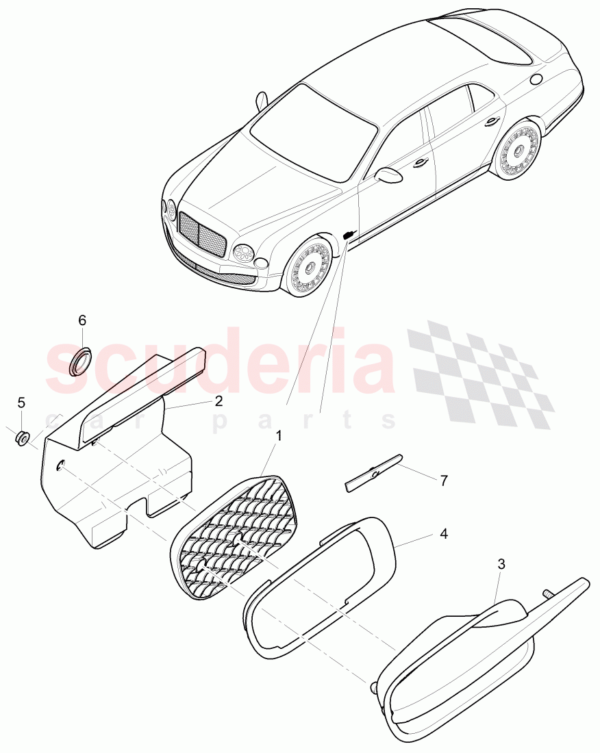 cooling air grill, fender, F 3Y-C-017 528>>, F ZH-C-017 528>>, D >> - MJ 2016 of Bentley Bentley Mulsanne (2010+)