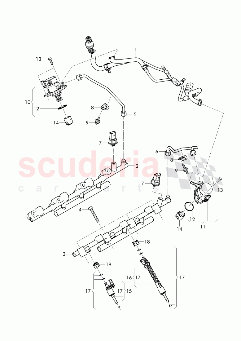 fuel pump, fuel line, fuel rail, injector of Bentley Bentley Bentayga (2015+)