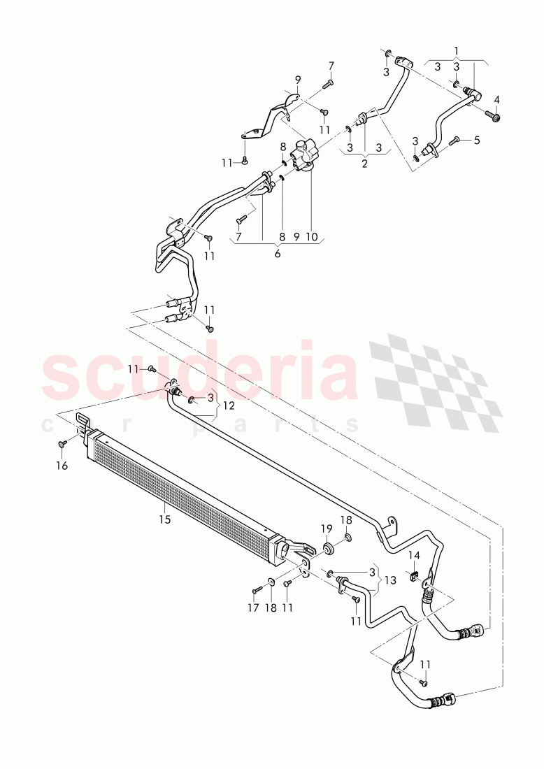 oil pressure line for gear oil cooling, Gear oil cooler of Bentley Bentley Bentayga (2015+)