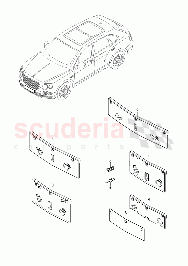 license plate bracket of Bentley Bentley Bentayga (2015+)