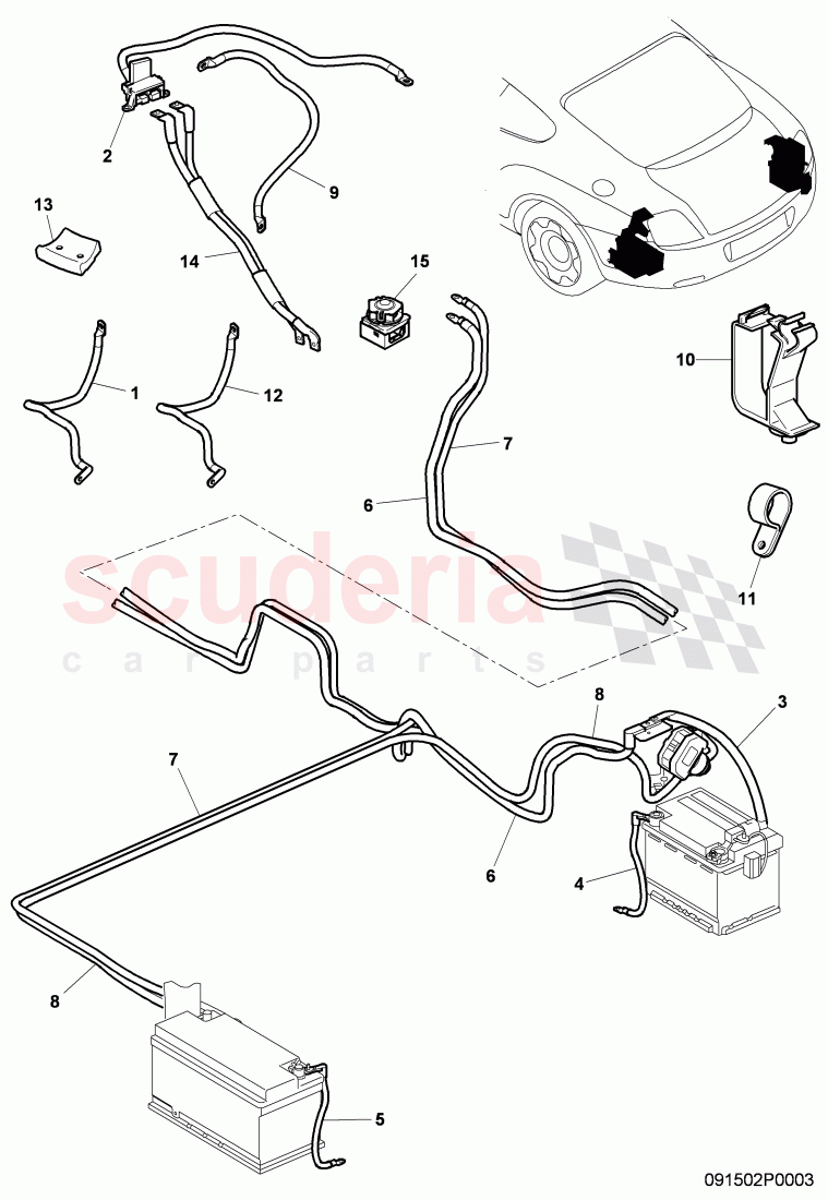 Battery cable, F 3W-8-050 094>>, F ZA-A-062 566>> of Bentley Bentley Continental GT (2003-2010)