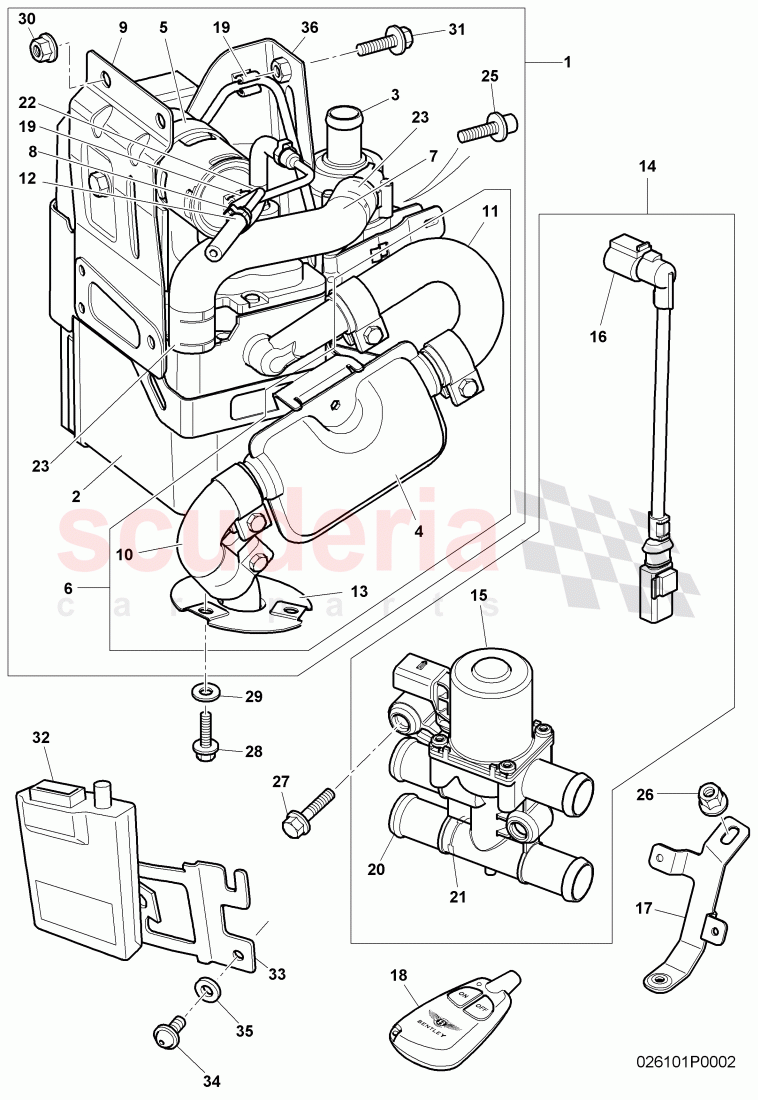 stationary heater for circuit, Solenoid valve for coolant circuit, D >> - MJ 2010 of Bentley Bentley Continental Flying Spur (2006-2012)