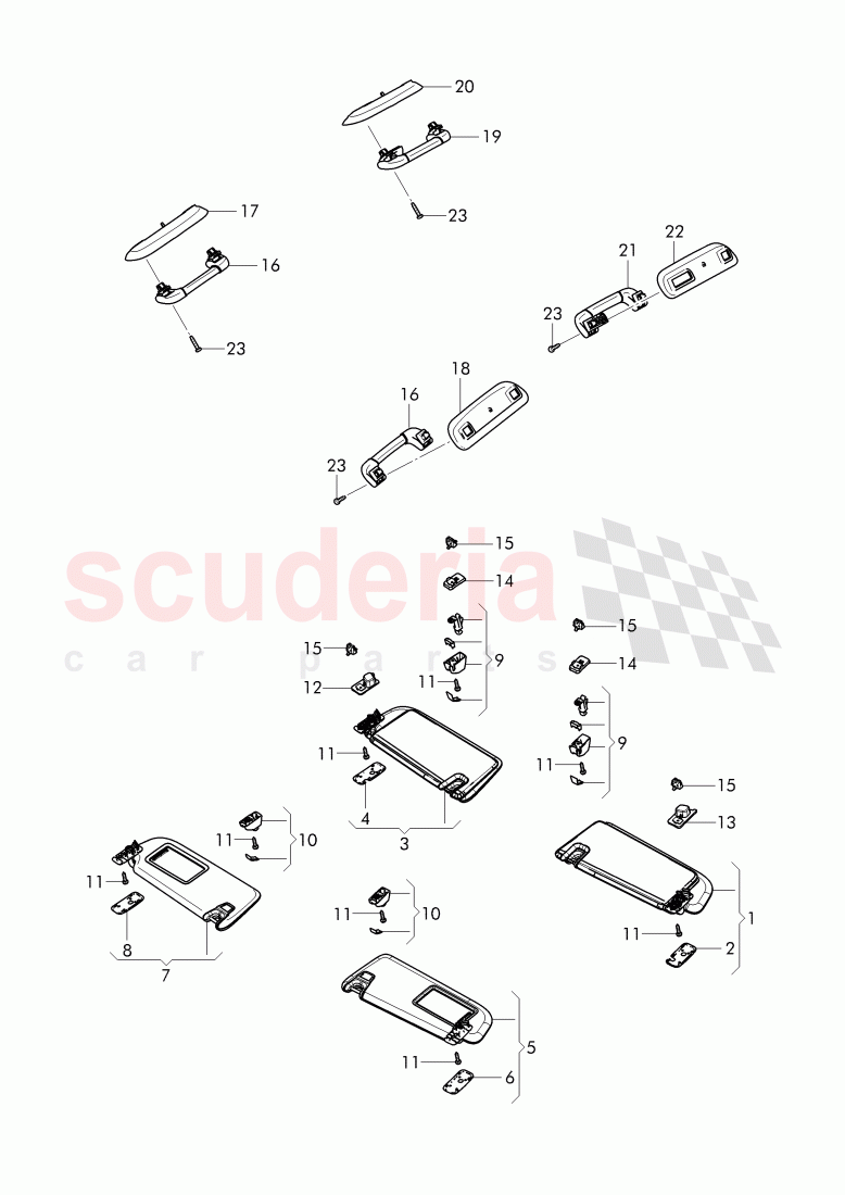 sun vizors, grab handle of Bentley Bentley Bentayga (2015+)