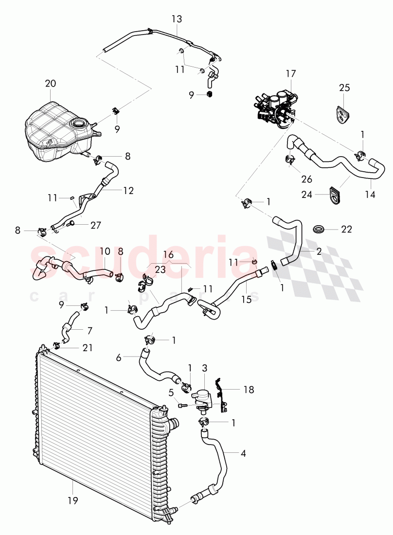 Coolant hoses and pipes, Engine bay of Bentley Bentley Continental Supersports (2017+)