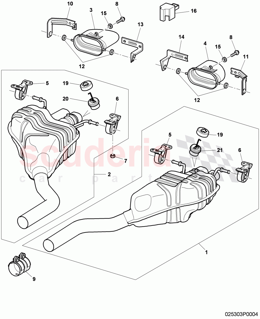 Exhaust muffler with exhaust flap, Exhaust pipe tips, F 3W-5-026 859>>, D >> - MJ 2007 of Bentley Bentley Continental GT (2003-2010)