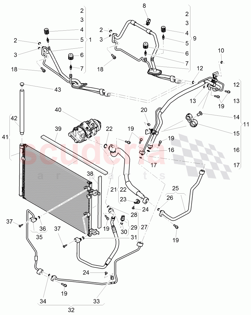 air condtioner condenser, refrigerant circuit, Engine bay, D >> - MJ 2014 of Bentley Bentley Continental GTC (2011+)