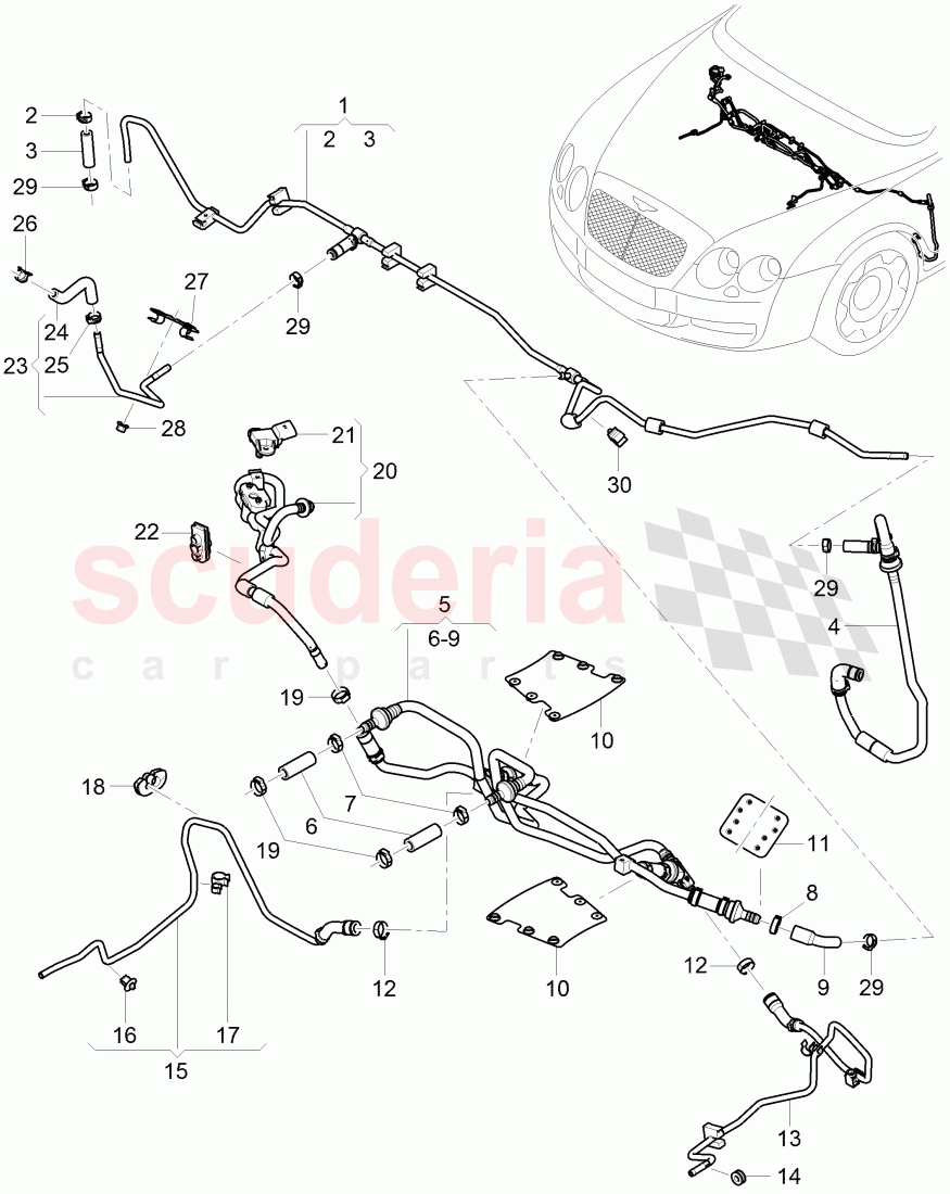 vacuum hoses for brake servo, vacuum hoses with connecting parts, D >> - MJ 2006 of Bentley Bentley Continental GT (2003-2010)