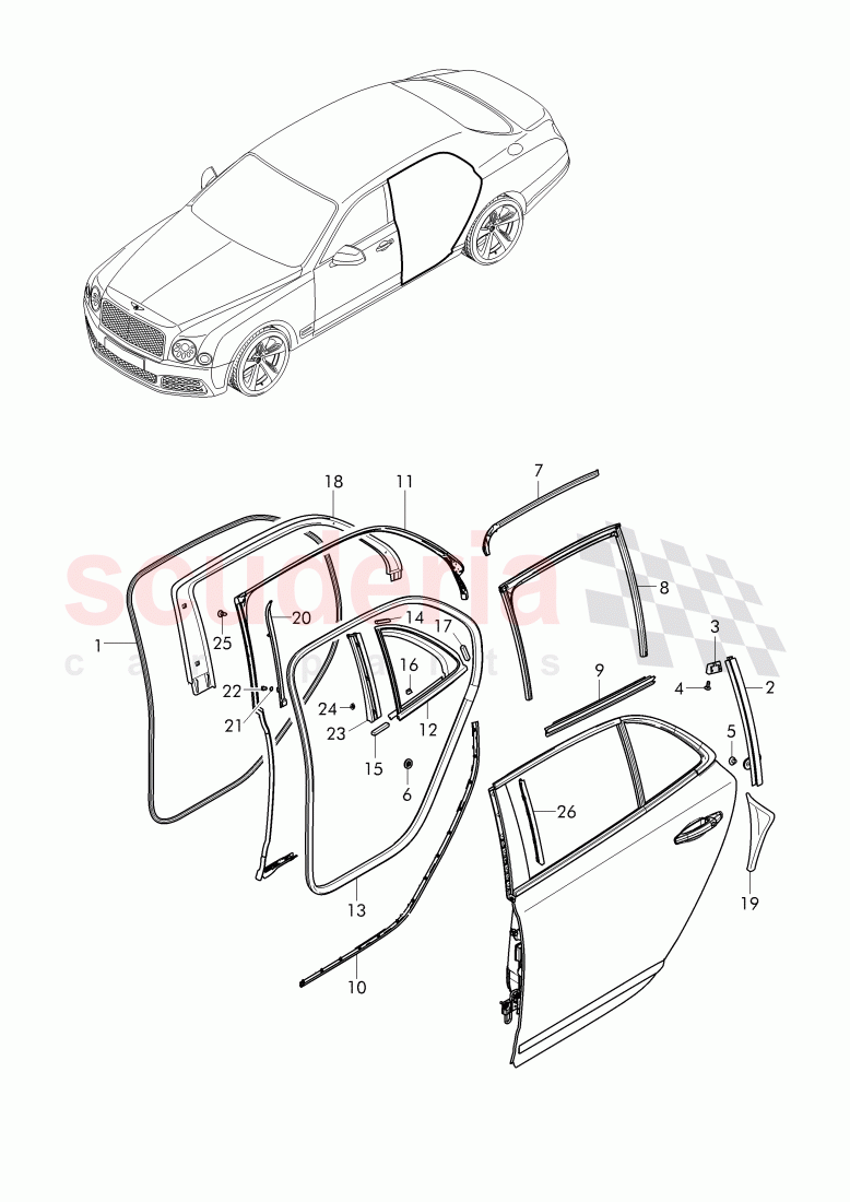 door seal, outer, glass channel, D >> - MJ 2016 of Bentley Bentley Mulsanne (2010+)