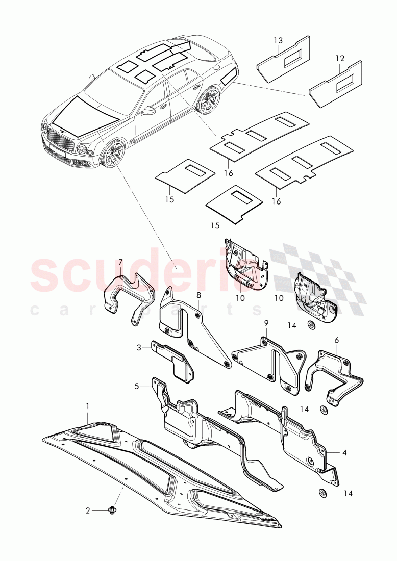 sound absorbers, D - MJ 2017>> of Bentley Bentley Mulsanne (2010+)