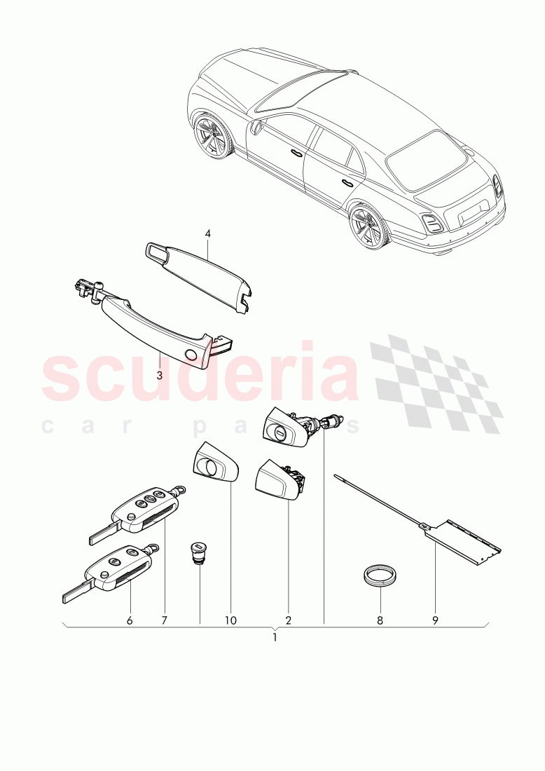 door handle, outer, door latch of Bentley Bentley Mulsanne (2010+)