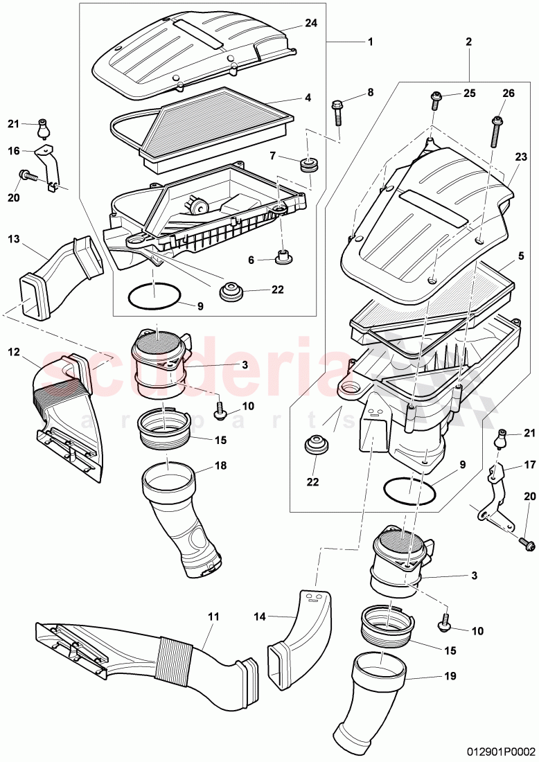 air cleaner with connecting, parts, intake air duct, support for air cleaner of Bentley Bentley Continental Supersports (2009-2011)