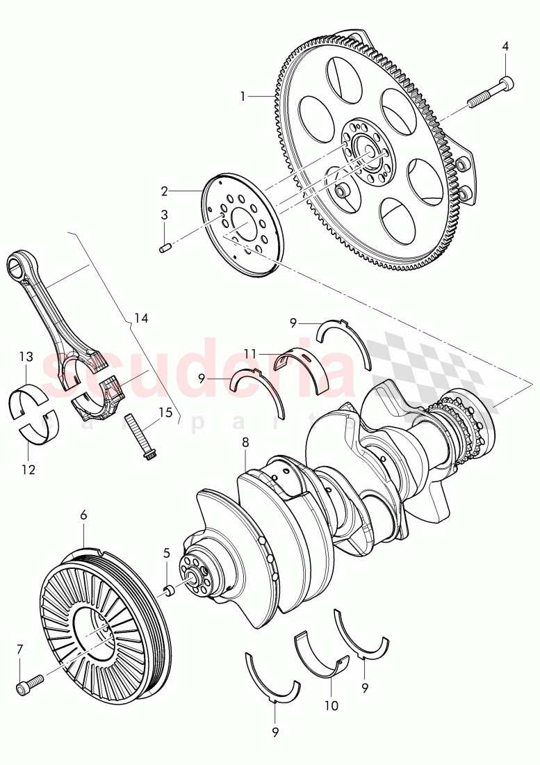 flywheel, v-belt pulley with vibration, damper, impulse rotor of Bentley Bentley Continental Flying Spur (2013+)