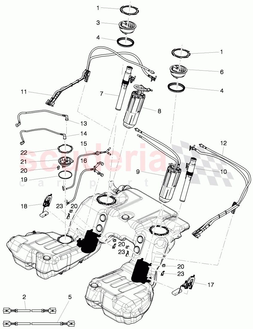 fuel delivery unit with separately supported fuel, gauge sender, suction jet pump with hose of Bentley Bentley Continental Supersports (2009-2011)